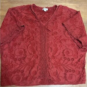 Sundance Women’s Rust Colored Embroidered Top XS